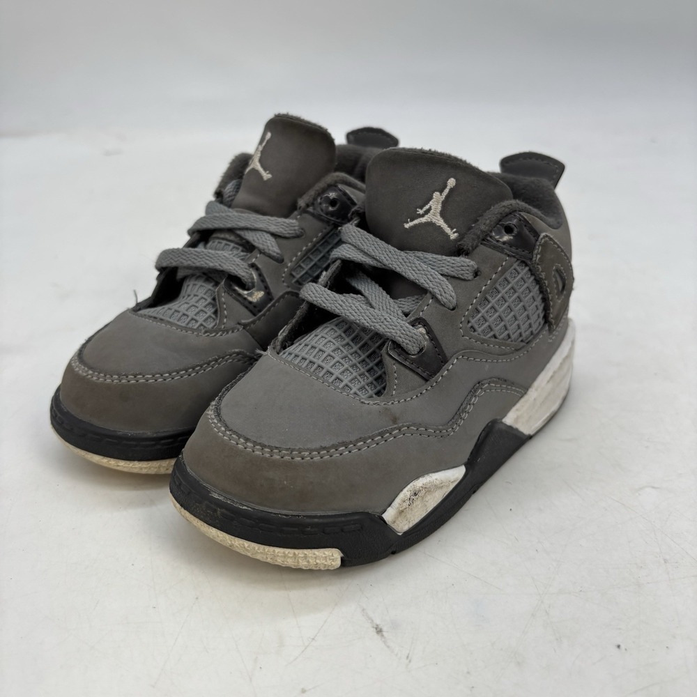 Nike Air Jordan 4 Retro Cool Grey Shoes Toddler 8c Black White BQ7670-007 TD